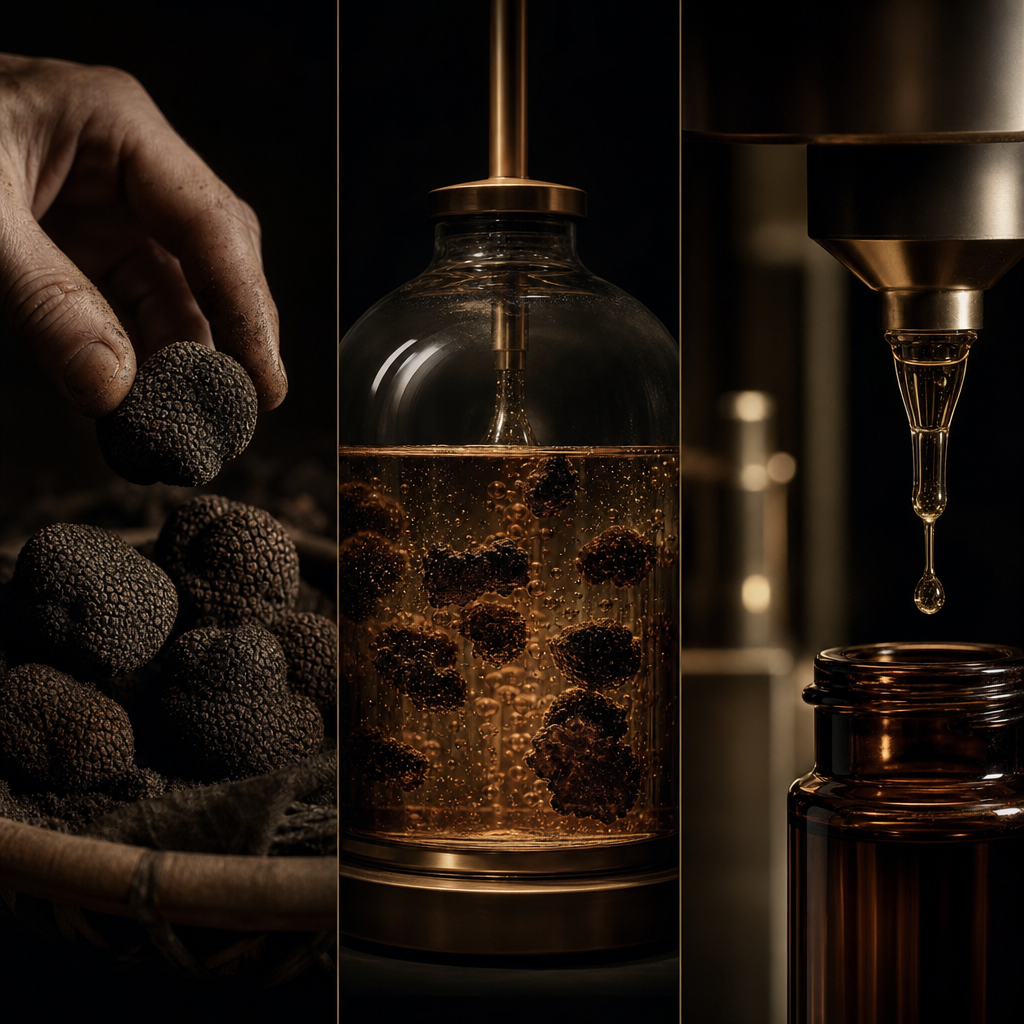 Three stages of Black Truffle harvesting, fermentation and activation