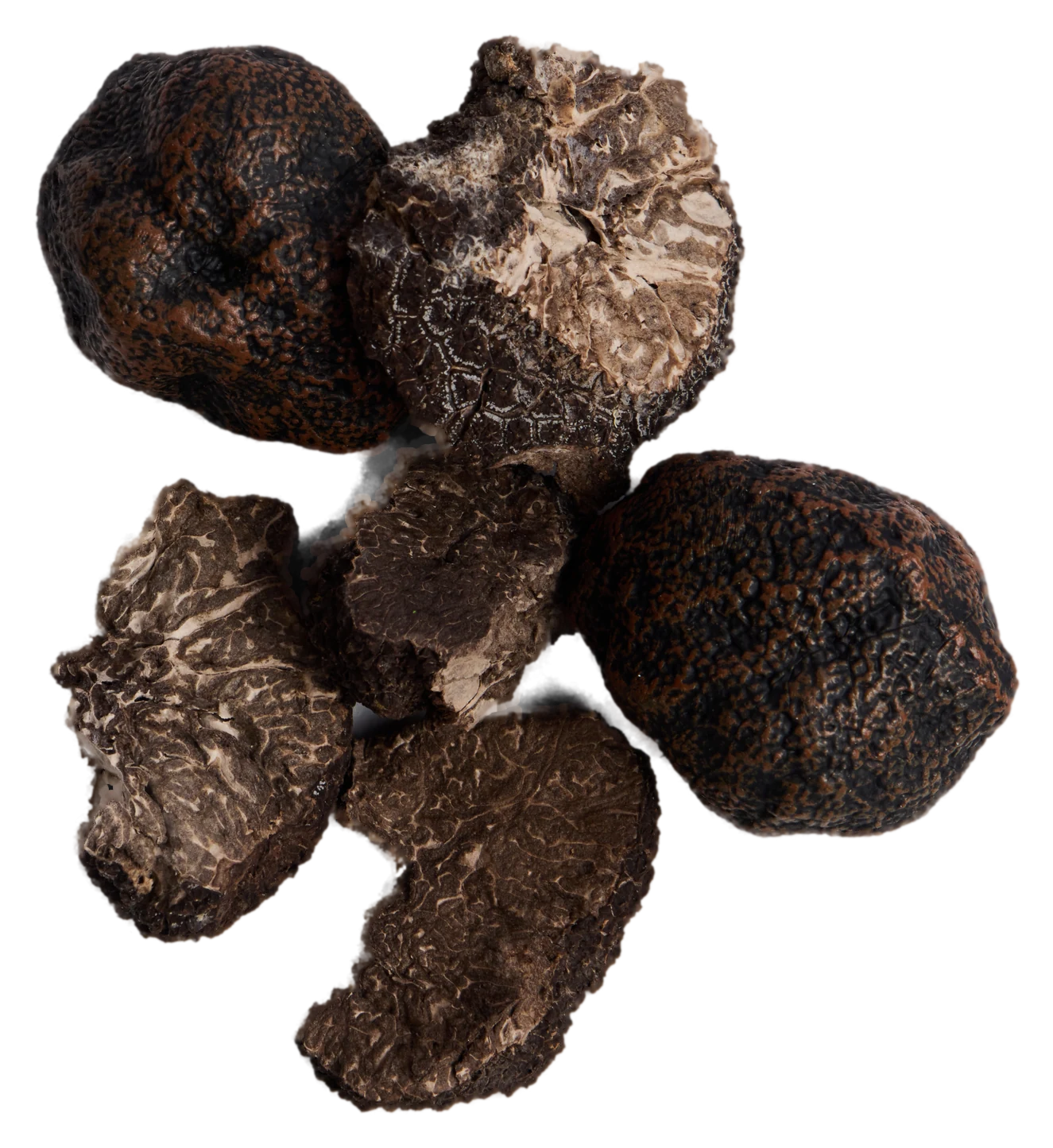 A cluster of fresh Australian black truffles