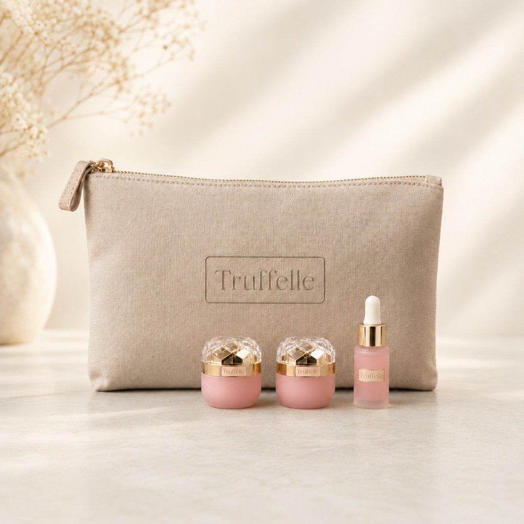 The Ritual Duo travel size — pouch with mini cream jars and serum